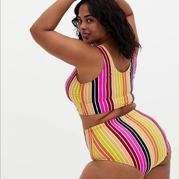 New! Set! Torrid sz 3 Stripes Retro Bathing Swim Suit 3X - Picture 3 of 4